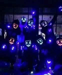 Online American Store Halloween Decoration LED Mask Light Up Party Neon Mask Cosplay Horror V For Vendetta Halloween Party Decor Props Accessories