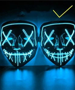 Online American Store Halloween Decoration LED Mask Light Up Party Neon Mask Cosplay Horror V For Vendetta Halloween Party Decor Props Accessories