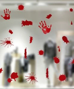Party Favors Store Halloween Decoration Prop Window Mirror Clings Cling Bloody Handprint Footprint Spot Decoration Festive & Party Supplies Halloween Prop