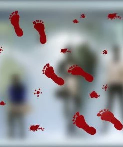 Party Favors Store Halloween Decoration Prop Window Mirror Clings Cling Bloody Handprint Footprint Spot Decoration Festive & Party Supplies Halloween Prop