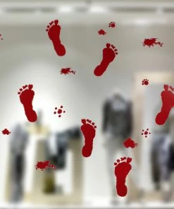 Party Favors Store Halloween Decoration Prop Window Mirror Clings Cling Bloody Handprint Footprint Spot Decoration Festive & Party Supplies Halloween Prop
