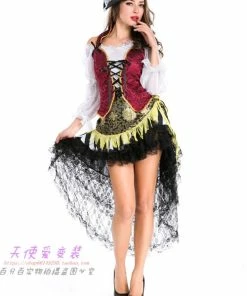 Online American Store Couple Halloween Costume Halloween Disney Couples Men And Women With The Pirates Of The Caribbean Latin Dance Skirt Installed COSPLAY Costume