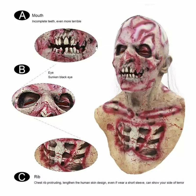 House&Dropshipper Store Halloween Mask Horror Latex Zombie Mask Halloween Dress Up Props Festive Party Supplies Scary Mask Masquerade Masks Maski 7 House&Dropshipper Store Halloween Mask Horror Latex Zombie Mask Halloween Dress Up Props Festive Party Supplies Scary Mask Masquerade Masks Maski