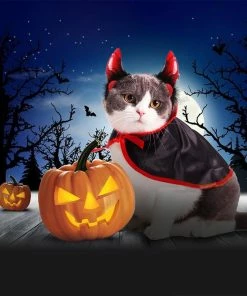 Legendog Designer Store Halloween Pet Costumes Cute Cosplay Vampire Cloak Cape Dog Cap With Cosplay Horns Halloween Pets Accessories