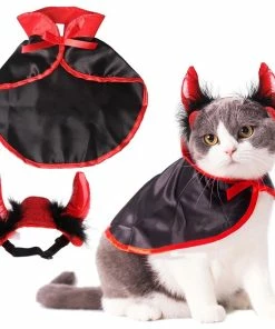 Legendog Designer Store Halloween Pet Costumes Cute Cosplay Vampire Cloak Cape Dog Cap With Cosplay Horns Halloween Pets Accessories