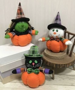 Online American Store Halloween Decorations Halloween Witch Pumpkin Cat Decoration Home Ornament Plush Stuffed Doll Toys Decoration Gift Wholesale&Dropshipping