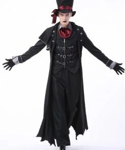 Jie's Store Halloween Costume Adult Men Women Couple Vampire Costume Masquerade Cosplay Stage Costume Devil Costume Zombie Ghost Dress Couple Halloween Costume