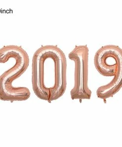 The American Store Happy New Year 2019 Number Letter Foil Balloons Champagne Wine Glass Cup Gold Pink Xmas Eve Party Supplies Helium Balon Set New Year Collection