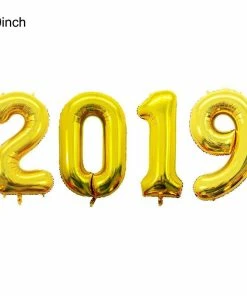 The American Store Happy New Year 2019 Number Letter Foil Balloons Champagne Wine Glass Cup Gold Pink Xmas Eve Party Supplies Helium Balon Set New Year Collection