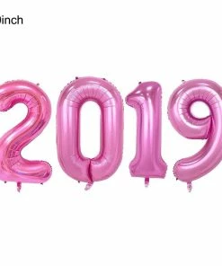 The American Store Happy New Year 2019 Number Letter Foil Balloons Champagne Wine Glass Cup Gold Pink Xmas Eve Party Supplies Helium Balon Set New Year Collection