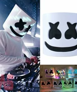 Huan Yin Store Helmet Mask Cosplay Prop DJ Halloween Party Latex Masks LED Party Bar DJ LED Luminous Masks Halloween Mask