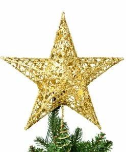 The American Store Hollow Star Cute Gold Powder Christmas Star Christmas Tree Toppers 15/20cm For Christmas Tree Ornaments Xmas Decor Supplies Christmas Ornaments