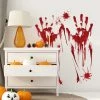The American Store Halloween Decorations Horror Halloween Decoration Wall Stickers Bloody Fingerprint Blooding Handprint Foot 3D Wallpaper Waterproof Floor Door Decor