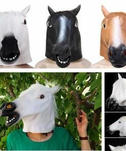 Online American Store Halloween Mask Horse Mask Halloween Horse Head Mask Latex Creepy Animal Costume Theater Prank Crazy Party Halloween Decor 330gE