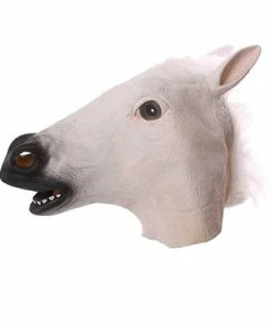 Online American Store Halloween Mask Horse Mask Halloween Horse Head Mask Latex Creepy Animal Costume Theater Prank Crazy Party Halloween Decor 330gE