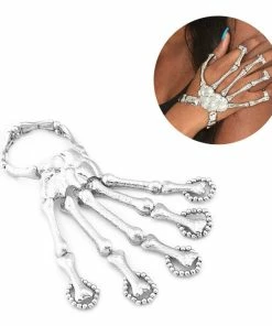 Show Lifestyle Store Hot Sales Halloween Props Gift Fun Nightclub Party Punk Finger Bracelet Gothic Skull Skeleton Bone Hand Finger Bracelet