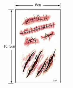 Big Sale Hot Sale Halloween Zombie Scars Tattoos With Fake Scab Bloody Makeup Halloween Decoration Wound Scary Blood Injury Sticker