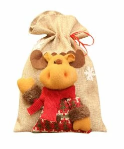The American Store Christmas Gift Bag Collection New 1PC 20*28cm Santa Claus Snowman Elk Christmas Candy Packaging Christmas Candy Decoration Christmas Candy Jar