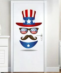 The American Store Patriotic Stickers Independence Day Decor Hat Beard Vinyl DIY Wall Sticker Living Room For Home Interior Decoration Wallpaper July 4th Decor 0527#