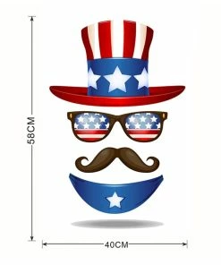 The American Store Patriotic Stickers Independence Day Decor Hat Beard Vinyl DIY Wall Sticker Living Room For Home Interior Decoration Wallpaper July 4th Decor 0527#