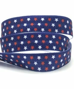 Onlineamericanstore July 4th Fireworks Owl USA Hearts Print Fold Over Elastic FOE Ribbon For Headbands Diy Sewing Decoration Accessories 10yard 15mm