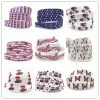 Onlineamericanstore July 4th Fireworks Owl USA Hearts Print Fold Over Elastic FOE Ribbon For Headbands Diy Sewing Decoration Accessories 10yard 15mm