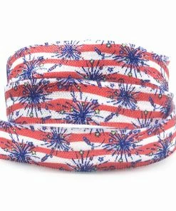 Onlineamericanstore July 4th Fireworks Owl USA Hearts Print Fold Over Elastic FOE Ribbon For Headbands Diy Sewing Decoration Accessories 10yard 15mm