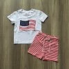 Girlymax No.2 Store July 4th National Flag New Arrivals Baby Boys Summer Cotton Shorts Elastic White Red Stripes Star Print Independence Day Kids