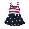 I Baby Store July 4th Toddler Baby Girl Dress American Flag Stars Striped Dresses Baby Kid Summer Bow Ruffle Dress Party Vestidos Robe Fille