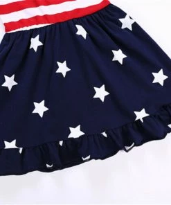 I Baby Store July 4th Toddler Baby Girl Dress American Flag Stars Striped Dresses Baby Kid Summer Bow Ruffle Dress Party Vestidos Robe Fille