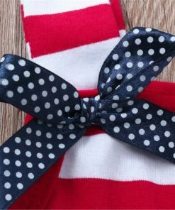 I Baby Store July 4th Toddler Baby Girl Dress American Flag Stars Striped Dresses Baby Kid Summer Bow Ruffle Dress Party Vestidos Robe Fille