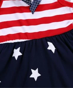 I Baby Store July 4th Toddler Baby Girl Dress American Flag Stars Striped Dresses Baby Kid Summer Bow Ruffle Dress Party Vestidos Robe Fille