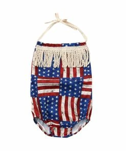 Onlineamericanstore Kids Clothes Infant Baby Girl 4th Of July Stars And Stripe Patriotic Backless Romper Bodysuit Newborn Clothes Roupa Infantil Kids Clothing