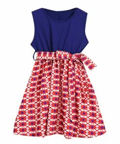 Mincemeat Store Kids Dresses For Girls Mommy＆Me Baby Girl Family Summer Sleeveless Splice Dress 4th Of July Dress Casual Clothes Child Vestidos Kids Clothing