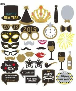 Online American Store New Year Collection Happy New Year Balloons Photobooth Props Funny Mustache Happy 2019 New Year Eve Photo Booth Props Christmas Decorations