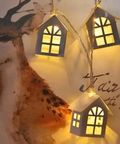 Pet Top Quality Store LED Christmas Tree House Fairy Style Led Light Chain Wedding Christmas Garland New Year Christmas Decorations For Home