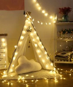 Worbrighton Factory Store LED Garland Holiday Snowflakes String Fairy Lights Battery Powered Hanging Ornaments Christmas Tree Party Home Decor Christmas Ornaments