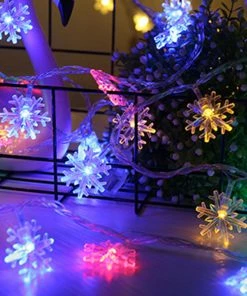 Worbrighton Factory Store LED Garland Holiday Snowflakes String Fairy Lights Battery Powered Hanging Ornaments Christmas Tree Party Home Decor Christmas Ornaments