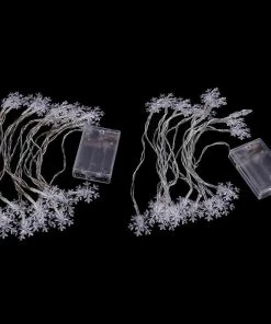 Worbrighton Factory Store LED Garland Holiday Snowflakes String Fairy Lights Battery Powered Hanging Ornaments Christmas Tree Party Home Decor Christmas Ornaments