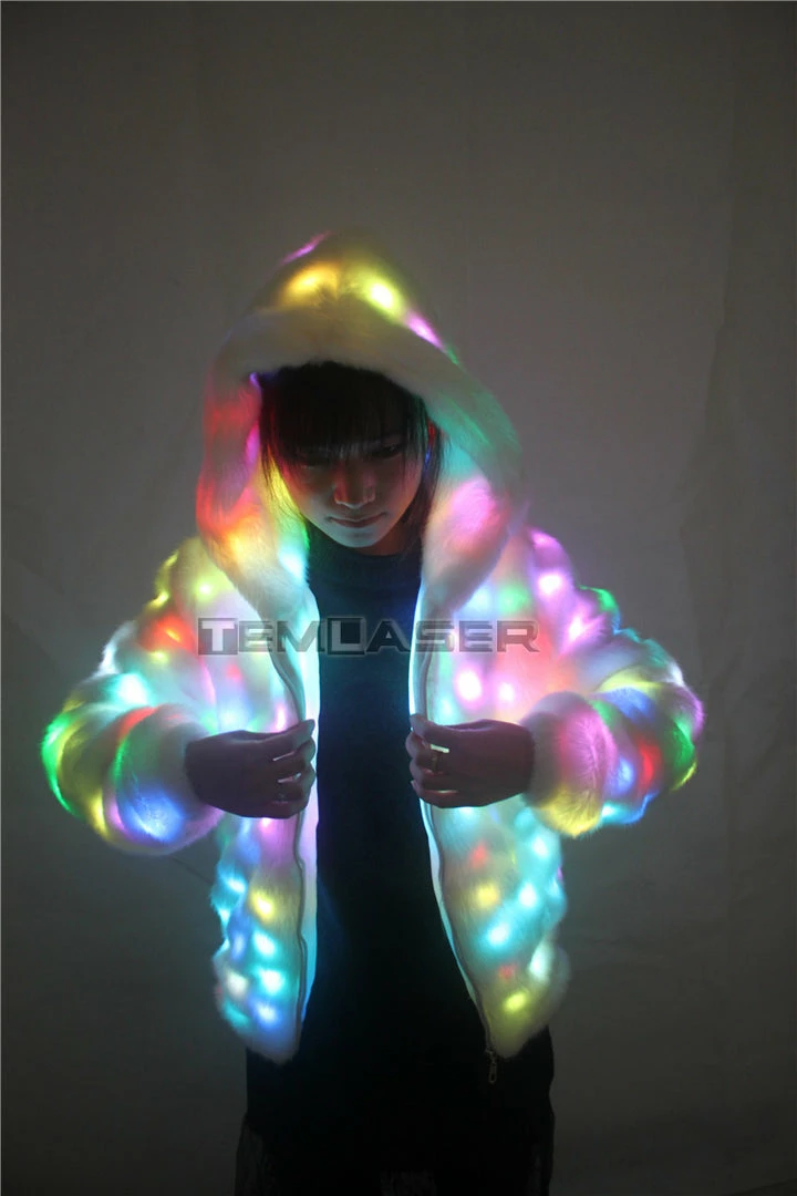 Tem-laser Technology Co., Ltd Halloween Women Costumes LED Luminous Faux Fur Coat Lady Bar Dance Show Nightclub Clothes, LED DJ Costumes. Christmas, Halloween Party, Cospaly Suit 6 Tem-laser Technology Co., Ltd Halloween Women Costumes LED Luminous Faux Fur Coat Lady Bar Dance Show Nightclub Clothes, LED DJ Costumes. Christmas, Halloween Party, Cospaly Suit