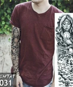 The American Store Large Arm Sleeve Tattoo Waterproof Temporary Tattoo Sticker Skull Angel Rose Lotus Men Full Flower Tatoo Body Art Tattoo Girl Halloween Temporary Tekashi69 Tattoos