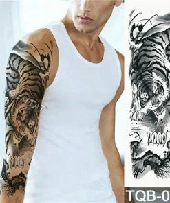 The American Store Large Arm Sleeve Tattoo Waterproof Temporary Tattoo Sticker Skull Angel Rose Lotus Men Full Flower Tatoo Body Art Tattoo Girl Halloween Temporary Tekashi69 Tattoos