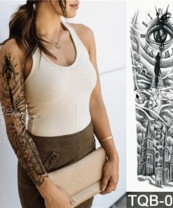The American Store Large Arm Sleeve Tattoo Waterproof Temporary Tattoo Sticker Skull Angel Rose Lotus Men Full Flower Tatoo Body Art Tattoo Girl Halloween Temporary Tekashi69 Tattoos