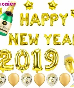 The American Store New Year Collection Lincaier 2019 Happy New Year Gold Foil Balloons Eve Party Decor 2018 Merry Christmas Decorations For Home Ornaments Santa Claus