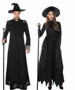 TALOCO Store MOONIGHT Halloween Couples Costumes Gothic Wizard Costume European Religious Men Priest Uniform Fancy Cosplay Costume For
