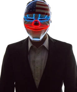 Onlineamericanstore The Purge Halloween Mask American Flag, LED Cosplay Creepy Clown