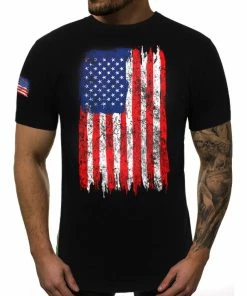 Onlineamericanstore Men T-shirt Men USA Pritn Shirt Summer Fashion Mens US Flag T-Shirt Muscle Tee American Patriotic USA Shirt Top Camiseta Mens Clothing
