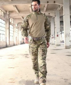 AichAngeI Official Store Military Uniforms Multicam Camouflage Tropic Frog Suits MTP Trainning G3 Suits Men US Army Airsoft Combat Shirt + Cargo Pants