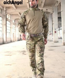 AichAngeI Official Store Military Uniforms Multicam Camouflage Tropic Frog Suits MTP Trainning G3 Suits Men US Army Airsoft Combat Shirt + Cargo Pants