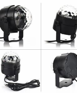 The American Store Mini RGB 3W Crystal Magic Ball Led Stage Lamp DJ KTV Disco Laser Light Party Lights Sound IR Remote Control Christmas Projector Laser Christmas Lights